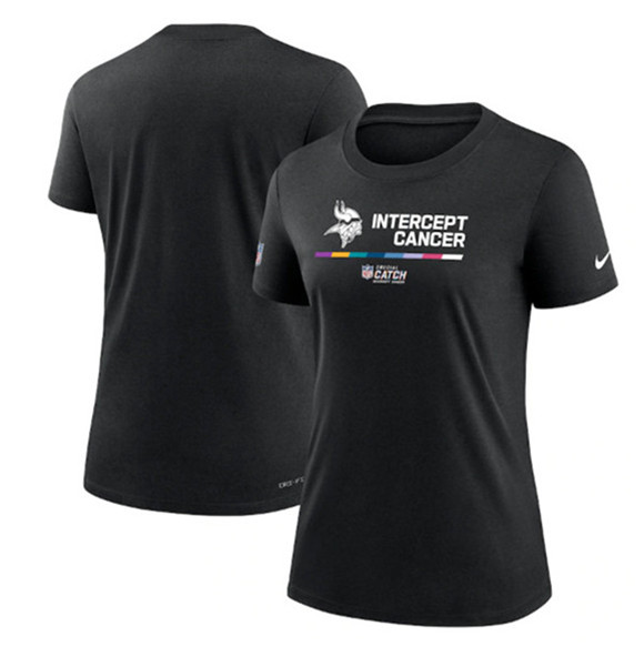 Women's Minnesota Vikings Black 2022 Crucial Catch Performance T-Shirt(Run Small)